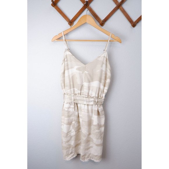 Splendid Geneva Light Camo Lyocell & Linen Papersack Waist Belted Dress, small - Picture 3 of 13